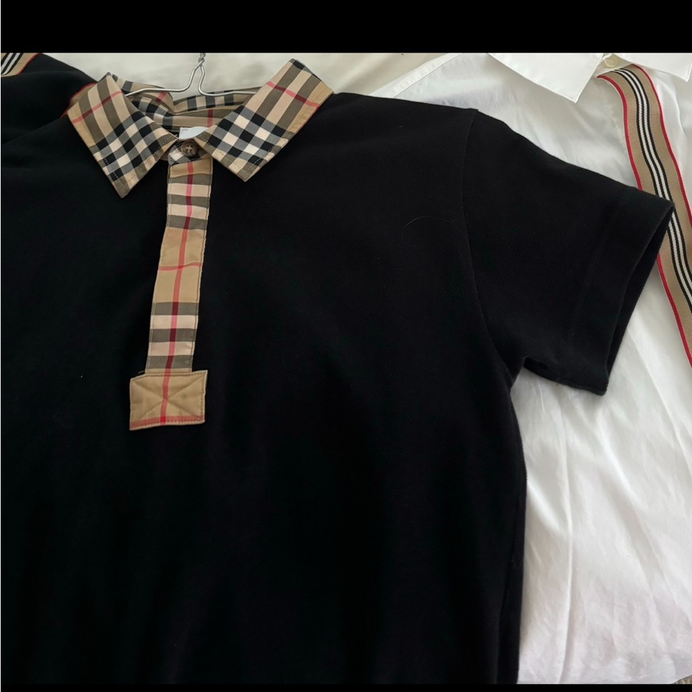 Boys black Burberry polo